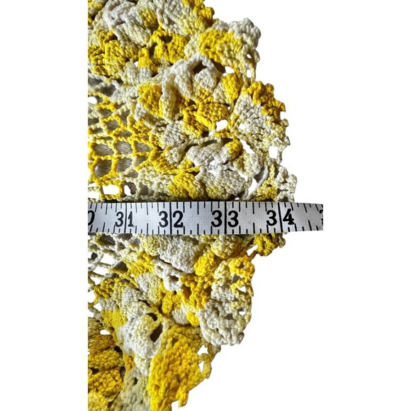 Handmade Crochet Table Runner Set Yellow & White Floral 34" & 23” Granny Core - Picture 5 of 9